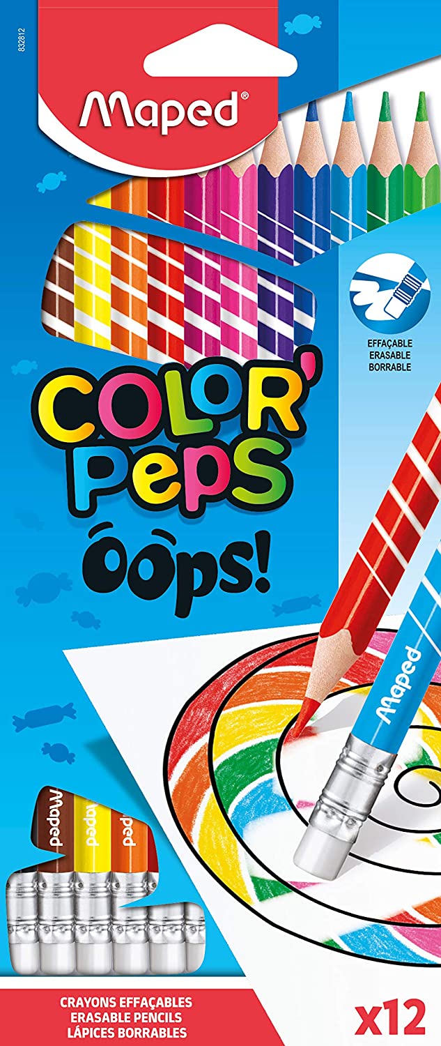 Detec™ Maped Color'Peps Oops Erasable Color Pencils Set of 24 (Assorted), Multicolor (832812) Pack of 20