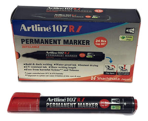 Detec™ Artline PERMANENT MARKER EK 107 RI RED- PK 10 (Set of 20, Red)