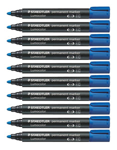 Detec™ Staedtler Lumocolor 352-3 Bullet Tip Permanent Marker - Blue- Pack of 10