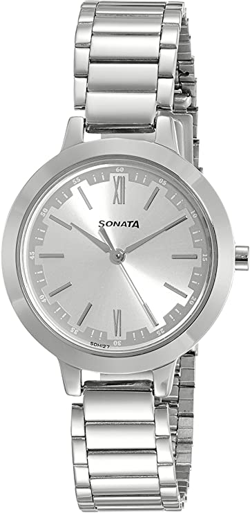 Sonata Silver Dial Stainless Steel Strap For Women NP8141SM02