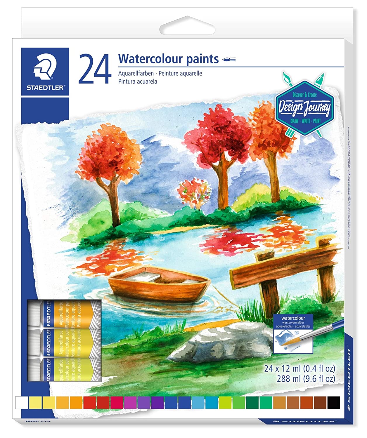 Detec™ Staedtler Aquarell Water Colour Paint Set - Pack of 24 Tubes