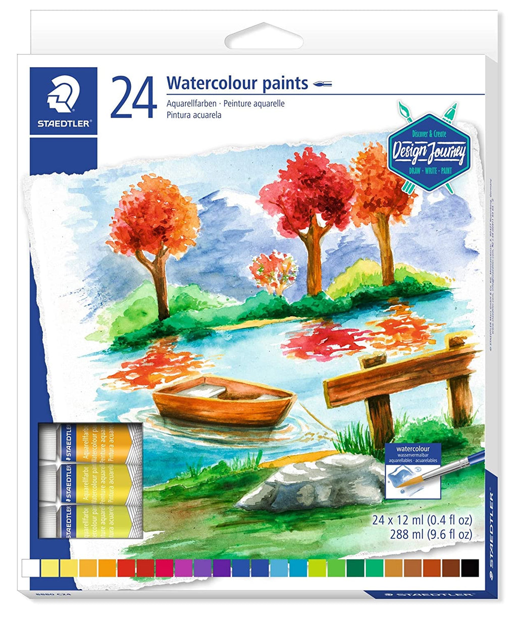 Detec™ Staedtler Aquarell वॉटर कलर पेंट सेट - 24 ट्यूबों का पैक
