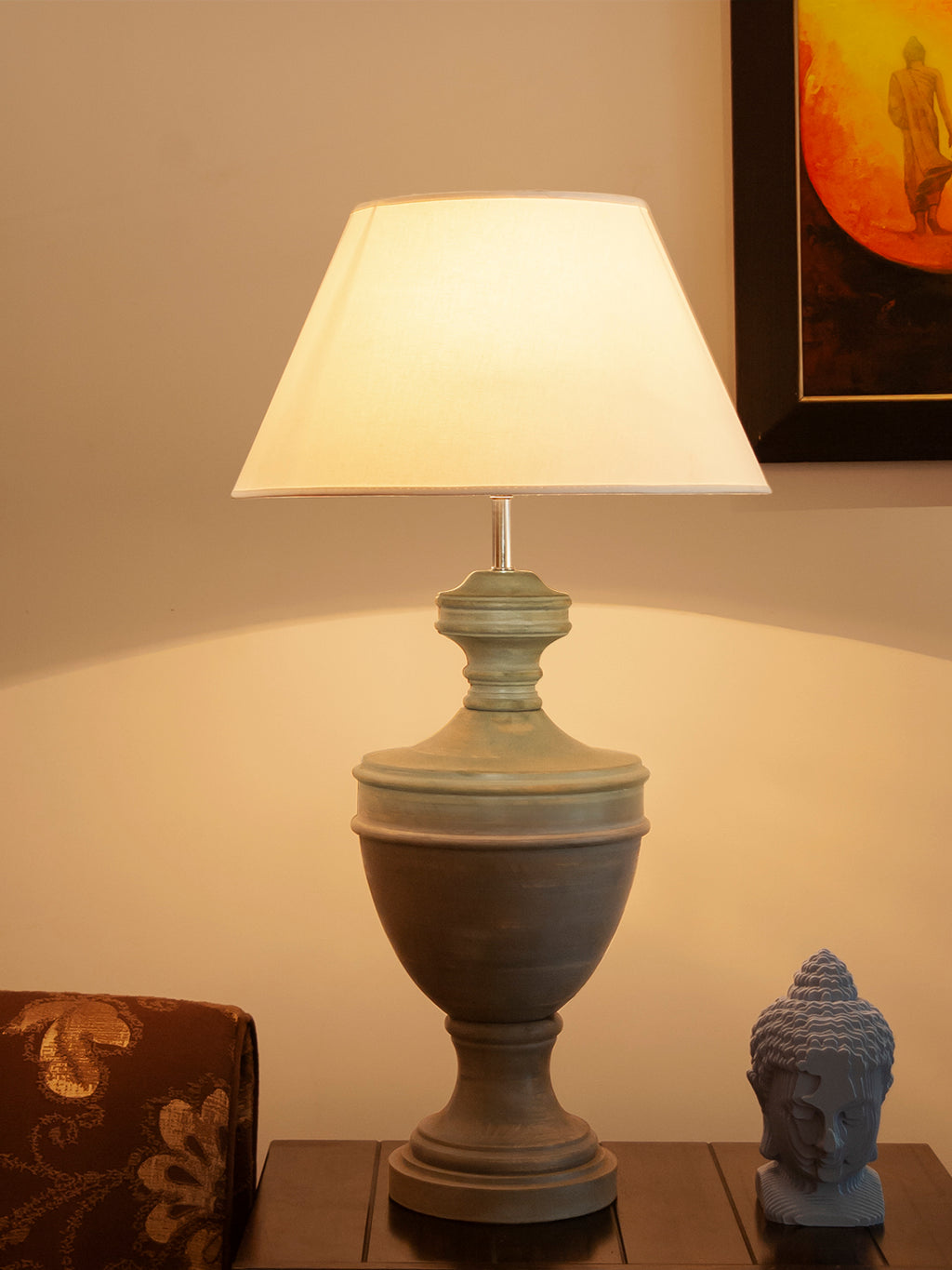 Detec  White Wooden Table Lamp