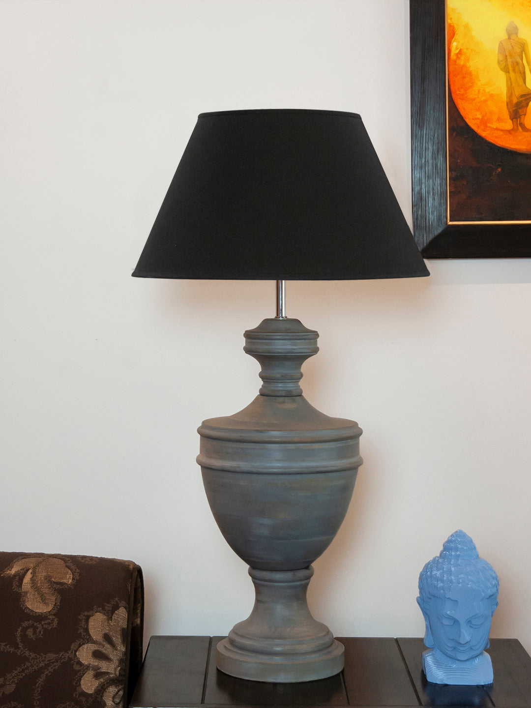 Detec Black Wooden Table Lamp