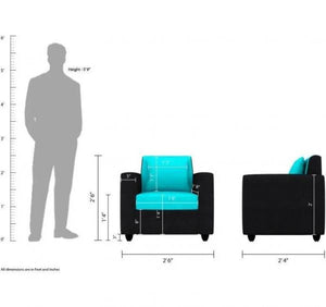 Detec™ Albania Fabric Aqua Blue and Black Sofa Set