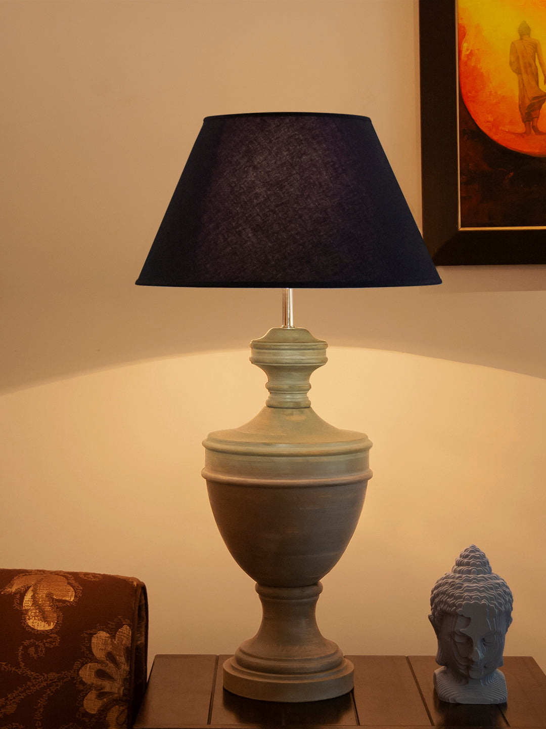 Detec Black Wooden Table Lamp