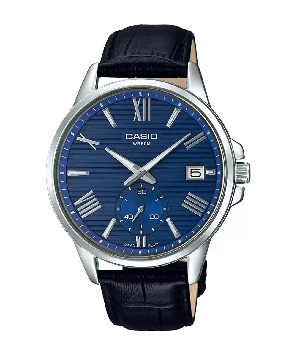 Casio Enticer Men MTP EX100L 2AVDF A1604 FB Leather Black Men's Watch