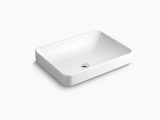 Kohler Forefront 575mm Rectangular Vessel Basin Without Faucet Hole in White K-5373IN-0