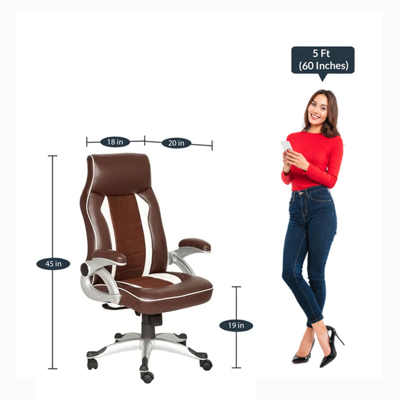 Detec™ Executive Office Chair/Perfect Computer Chair/ Best Indian Office Chair in Brown & White Color