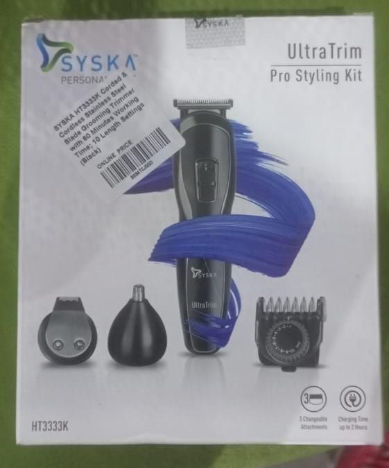 Syska HT3333K Corded & Cordless Stainless Steel Blade Grooming Trimmer