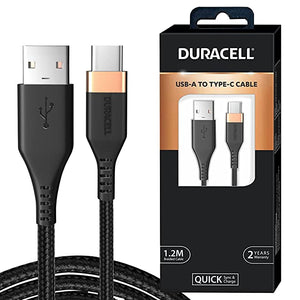 Open Box Unused Duracell Usb A To Type C 1.2M Braided Sync & Charge Pack of 5