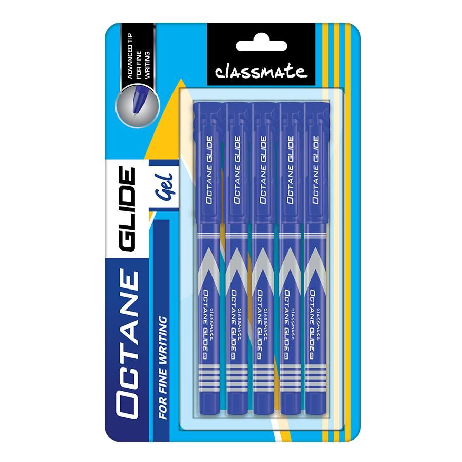 क्लासमेट ऑक्टेन ग्लाइड जेल पेन ब्लू 5एस ब्लिस्टर पैक 4030282 100 का पैक