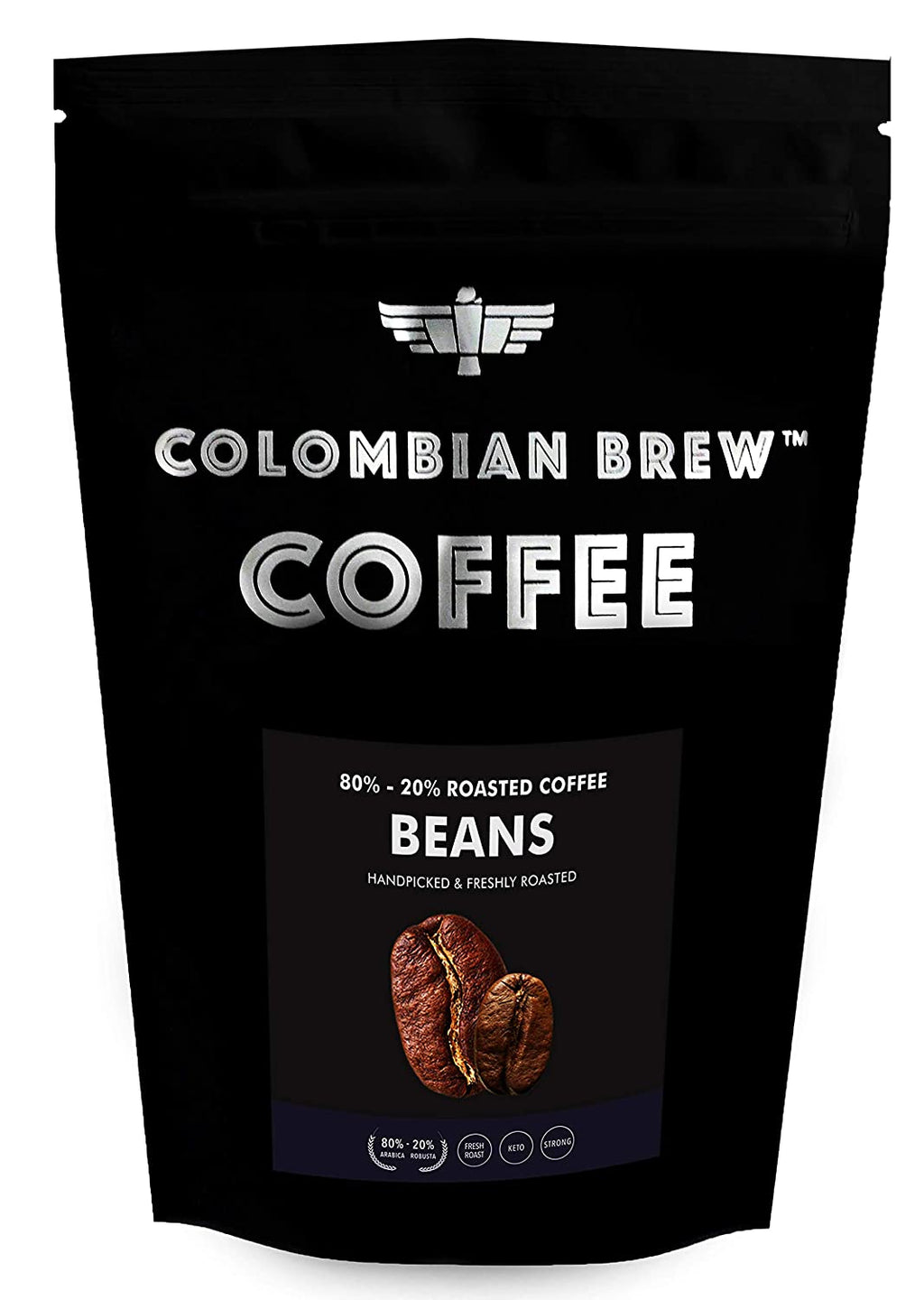 कोलम्बियाई ब्रू कॉफी 80-20 अरेबिका रोबस्टा भुनी हुई कॉफी बीन्स, 1 किलो