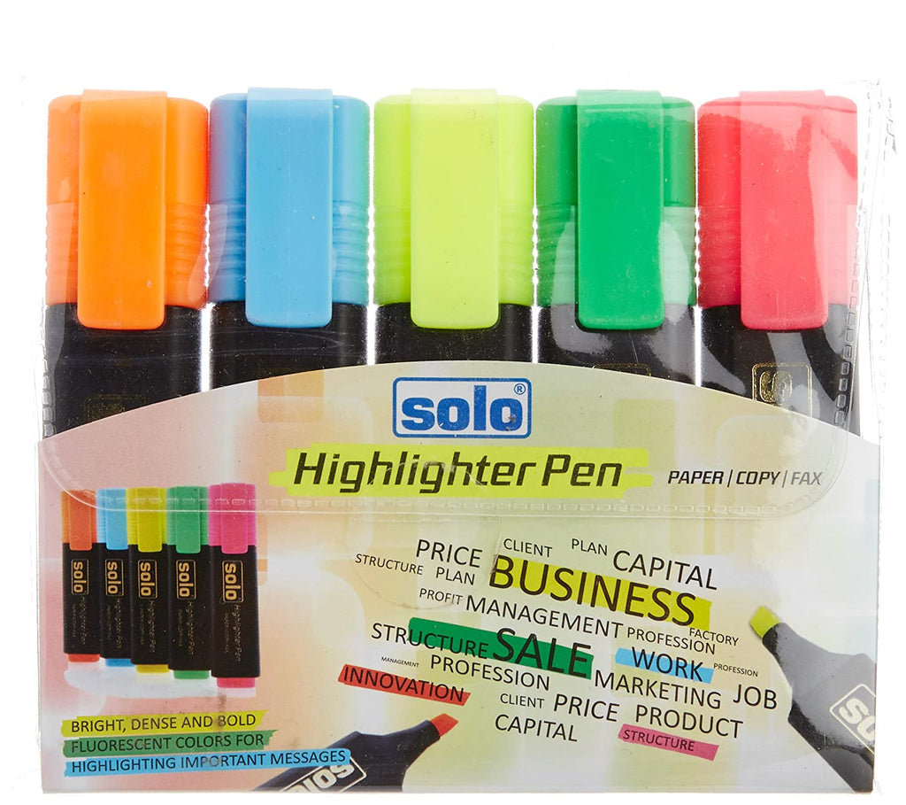 Solo HLFS5 Highlighter Set of 5 colours Multi Color Pack of 20