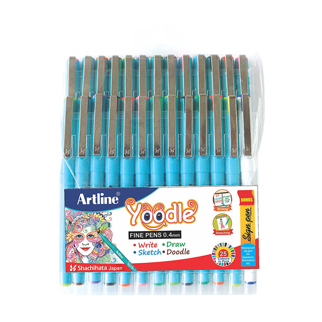 Detec™ Artline FD6342300004 Yoodle Fine Line Pen Set - Pack of 25 + Bonus Sign Pen