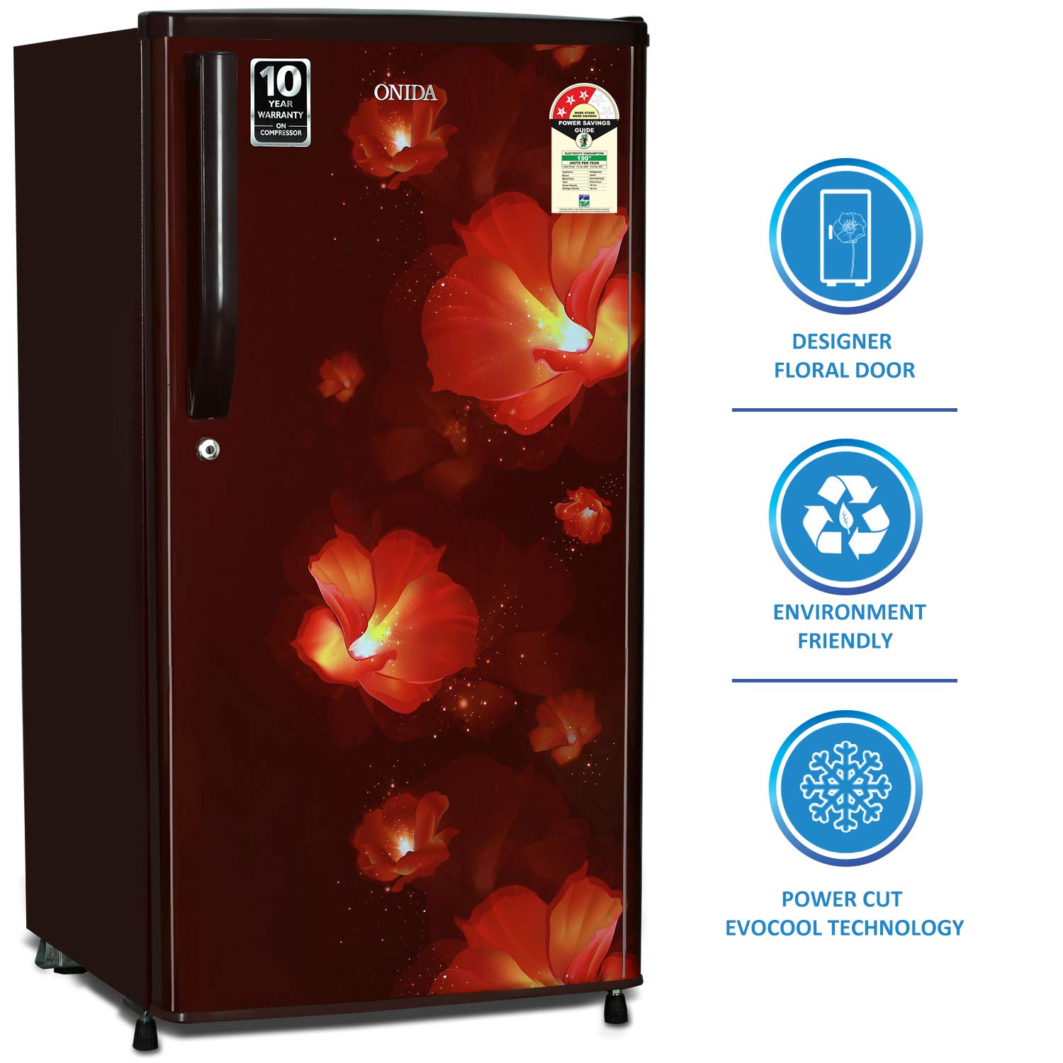 Onida 190 L 3 Star Direct-Cool Single Door Refrigerator (RDS1903P, Red)