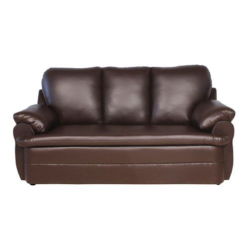 Detec™Pisa Solid Wood Three Seater Sofa Set Micro Fibre Leather Sofa Dark Brown