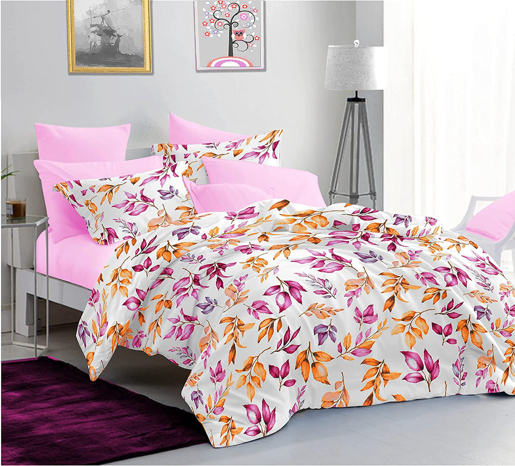 Sleeping Owls Allure 100% Soft Cotton 144 Tc Double Bedsheet with 2Pc Pillow Cover-228Cm X 254 cm