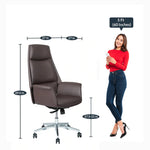 Load image into Gallery viewer, Detec™ Executive Office Chair With Fixed High Back Comfortable Armrest - Brown Color
