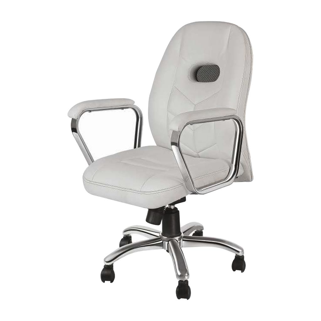 Detec™ Executive Low Back Chair Mechanism Back Net Design Top Cushioned Arm in White Color