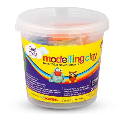 Kores Kool Clay 225 Gms 8 Shades 3 Mould Bucket Pack of 5