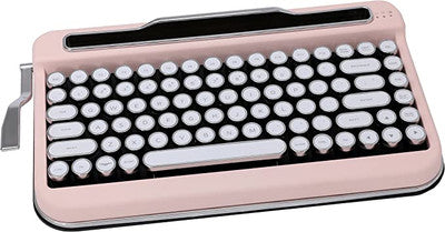 सफेद क्रोम कीकैप के साथ पेन्ना ब्लूटूथ कीबोर्ड (यूएस भाषा) (स्विच-चेरी एमएक्स रेड, बेबी पिंक)