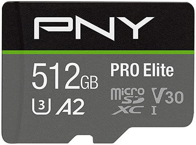 PNY 512जीबी प्रो एलीट क्लास 10 यू3 वी30 माइक्रोएसडीएक्ससी फ्लैश मेमोरी कार्ड 100एमबी/एस