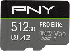 PNY 512GB PRO Elite Class 10 U3 V30 microSDXC Flash Memory Card 100MB/s