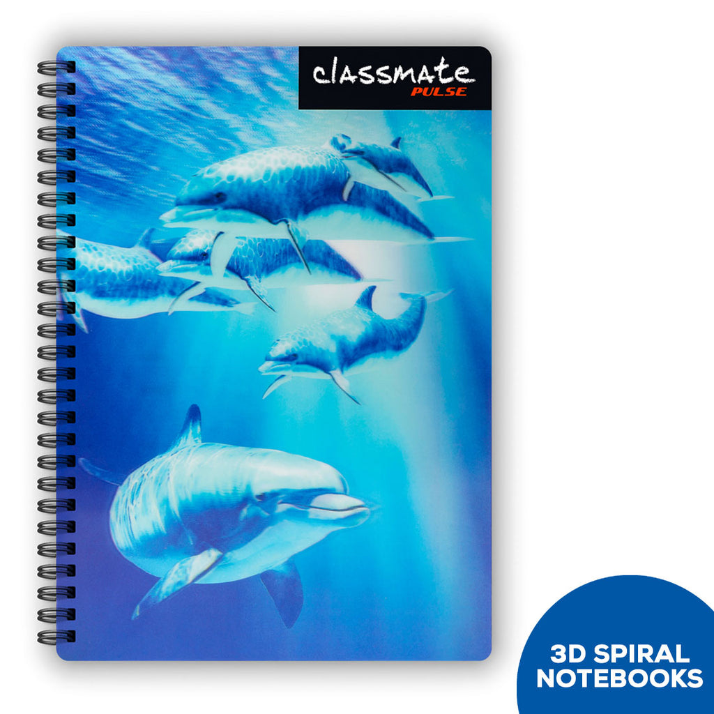 Classmate Pulse 3D - 6 Subject, 29.7 cm x 21.0 cm, 302 pages, SINGLE LINE, Spiral Pack of 10
