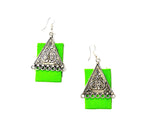 गैलरी व्यूवर में इमेज लोड करें, Detec Homzë Green Ethnic Silver Handmade Earrings
