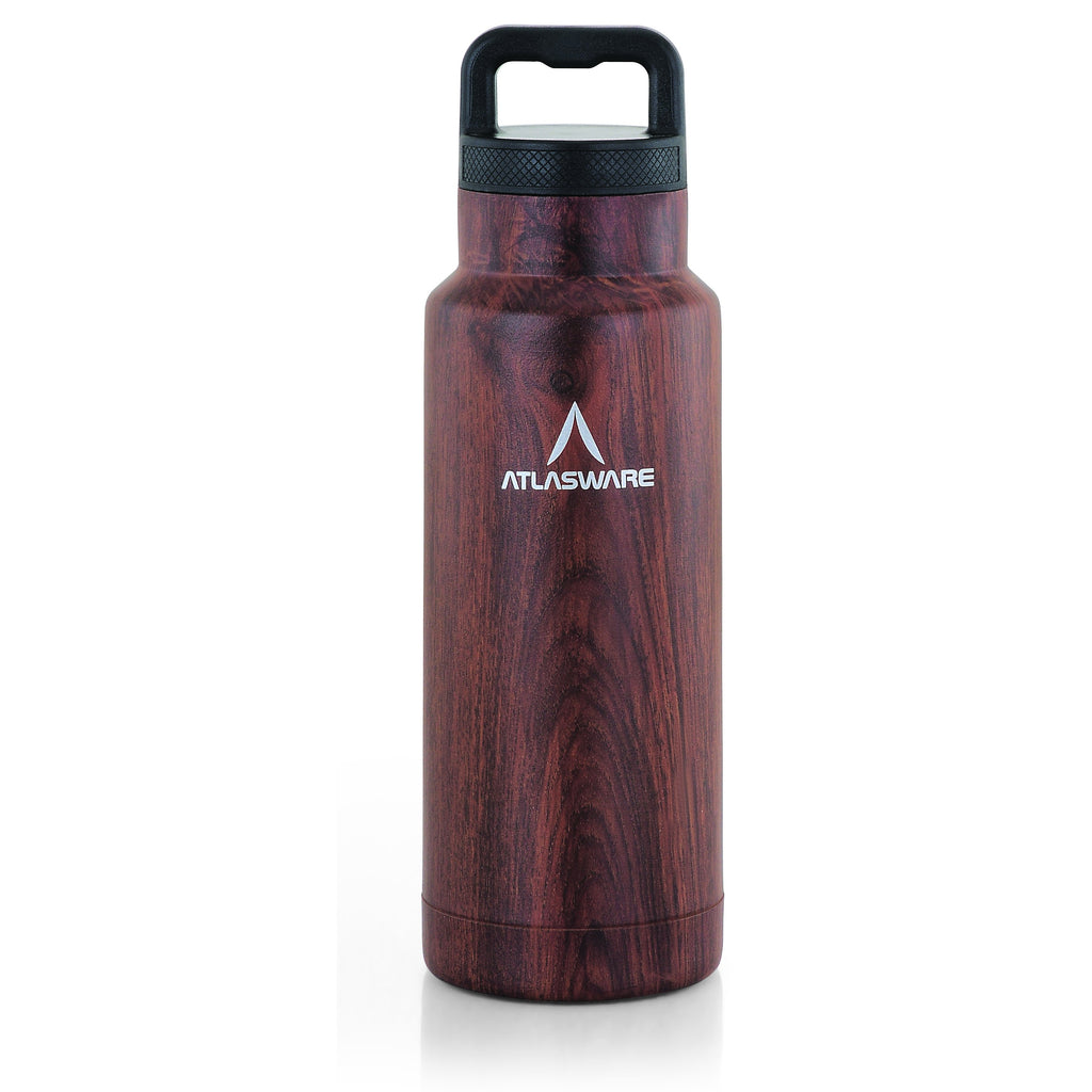 Atlasware Stainless Steel Wood Finish Vacuum Handle Flask