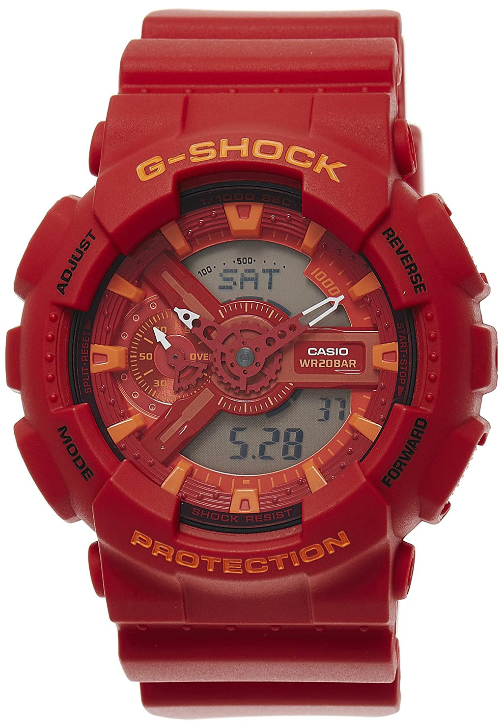 Casio G Shock Analog Digital Red Dial Men's Watch GA 110AC 4ADR G445