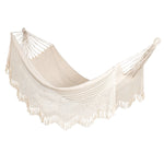 Load image into Gallery viewer, Hangit South American Natural Hammock with Decorative crochet, single person 180kg weight capacity (Natural, 150W X 396L cm)
