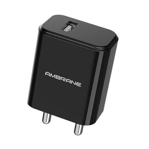 Ambrane AWC-65 Single Port Wall Charger with 10.5 Watt / 2.1A Swift Charging via USB Port (Black)