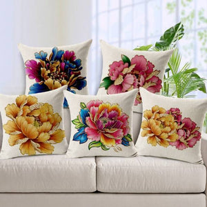 Detec Desi Kapda Floral Cushions Cover (Pack of 5, 40 cm*40 cm, Multicolor)