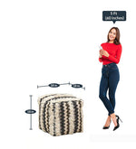 Load image into Gallery viewer, Detec™ Wool Yarn Pouffe - Black &amp; White Color 
