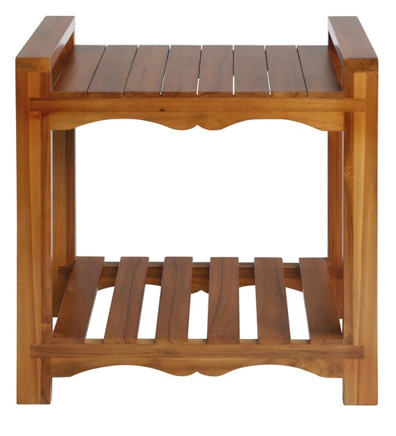 Detec™ Teak Wood Bedside Table - Brown Color