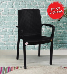 Detec™ Plastic Chair (Set of 2) - Black Color