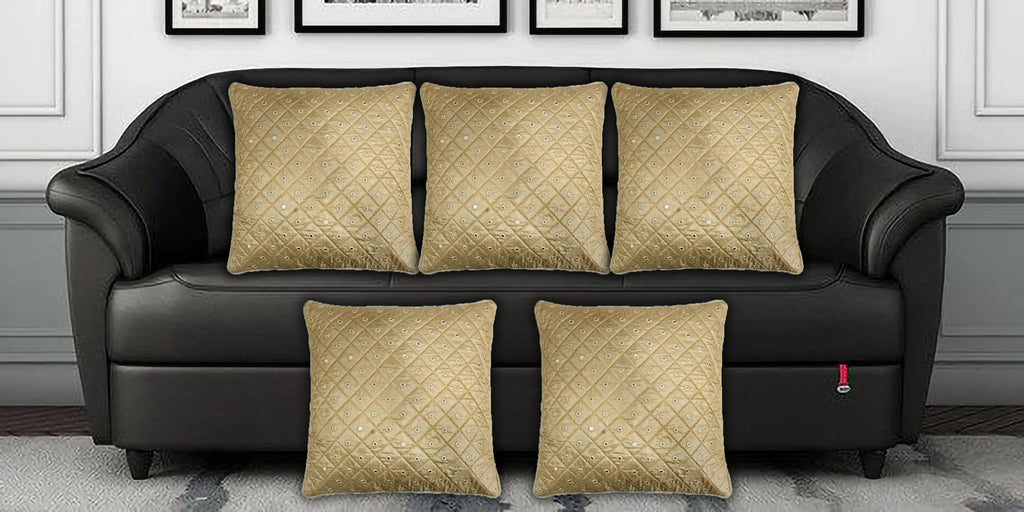 Desi Kapda Geometric Cushions & Pillows Cover (Pack of 5, 40 cm*40 cm,)