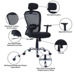 Load image into Gallery viewer, Detec™ Ergonomic Adjustable Revolving Chair - Black Color
