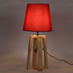 Load image into Gallery viewer, Blender Beige Wooden Table Lamp with Red Fabric Lampshade
