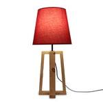 Load image into Gallery viewer, Blender Beige Wooden Table Lamp with Red Fabric Lampshade
