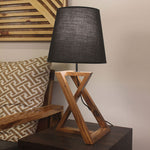 Load image into Gallery viewer, Catapult Brown Wooden Table Lamp with Black Fabric Lampshade
