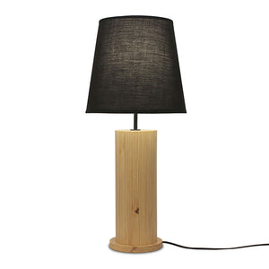 Cedar Beige Wooden Table Lamp with Black Fabric Lampshade