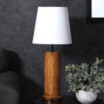 Load image into Gallery viewer, Cedar Brown Wooden Table Lamp with White Fabric Lampshade
