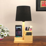 Load image into Gallery viewer, Detec™ Symplify Interio Classic Wooden Table Lamp With Black Fabric Lampshade and Desk Organiser
