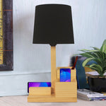 Load image into Gallery viewer, Detec™ Symplify Interio Classic Wooden Table Lamp With Black Fabric Lampshade and Desk Organiser
