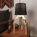 Load image into Gallery viewer, Crawler Beige Wooden Table Lamp with Black Fabric Lampshade
