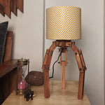 Load image into Gallery viewer, Crawler Brown Wooden Table Lamp with Yellow Printed Fabric Lampshade
