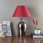 Load image into Gallery viewer, Detec Metal finished with Maroon shade sophisticated table lamp
